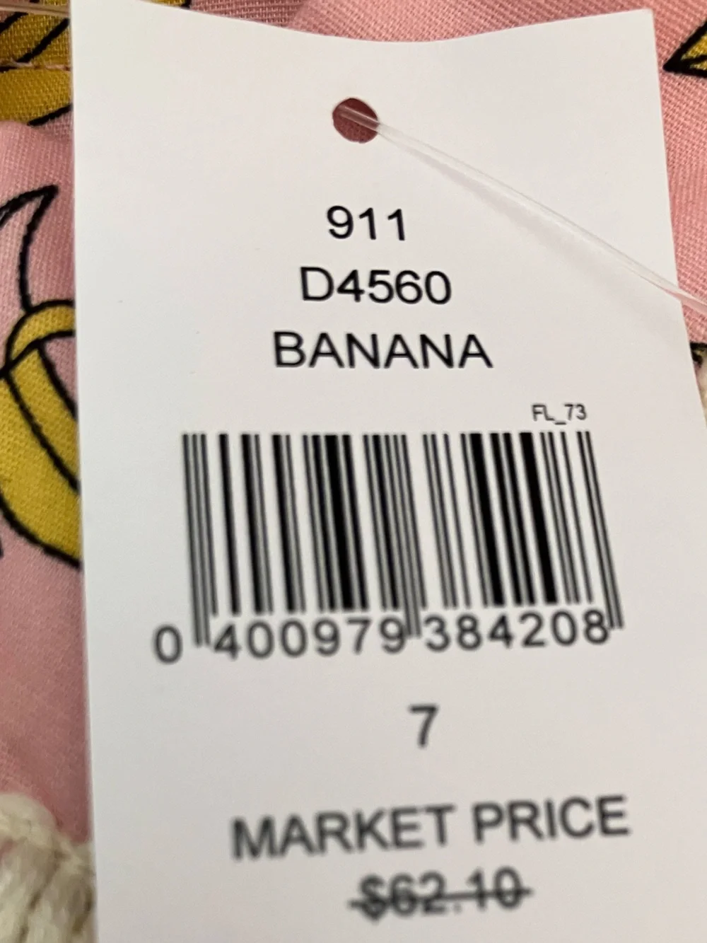 Peas and Queues Banana Print Dress with Pom Pom Trim - Size 7